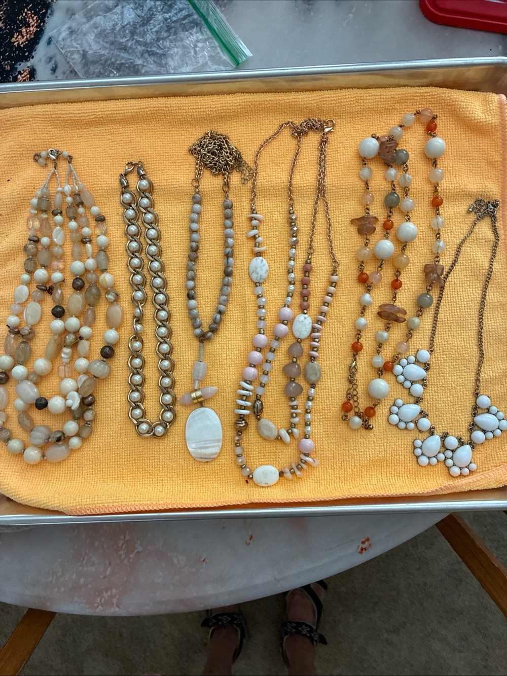 Fashioned Lot of 6 Necklaces. Various Lengths and Styles. Stones Glass Beads